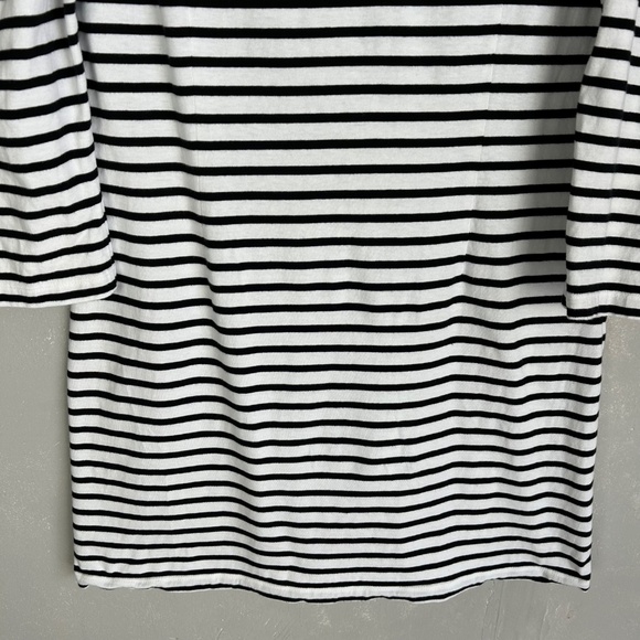 A.L.C size L Kidman mini shirt dress black white stripe 3/4 puff sleeve cotton - Picture 9 of 12